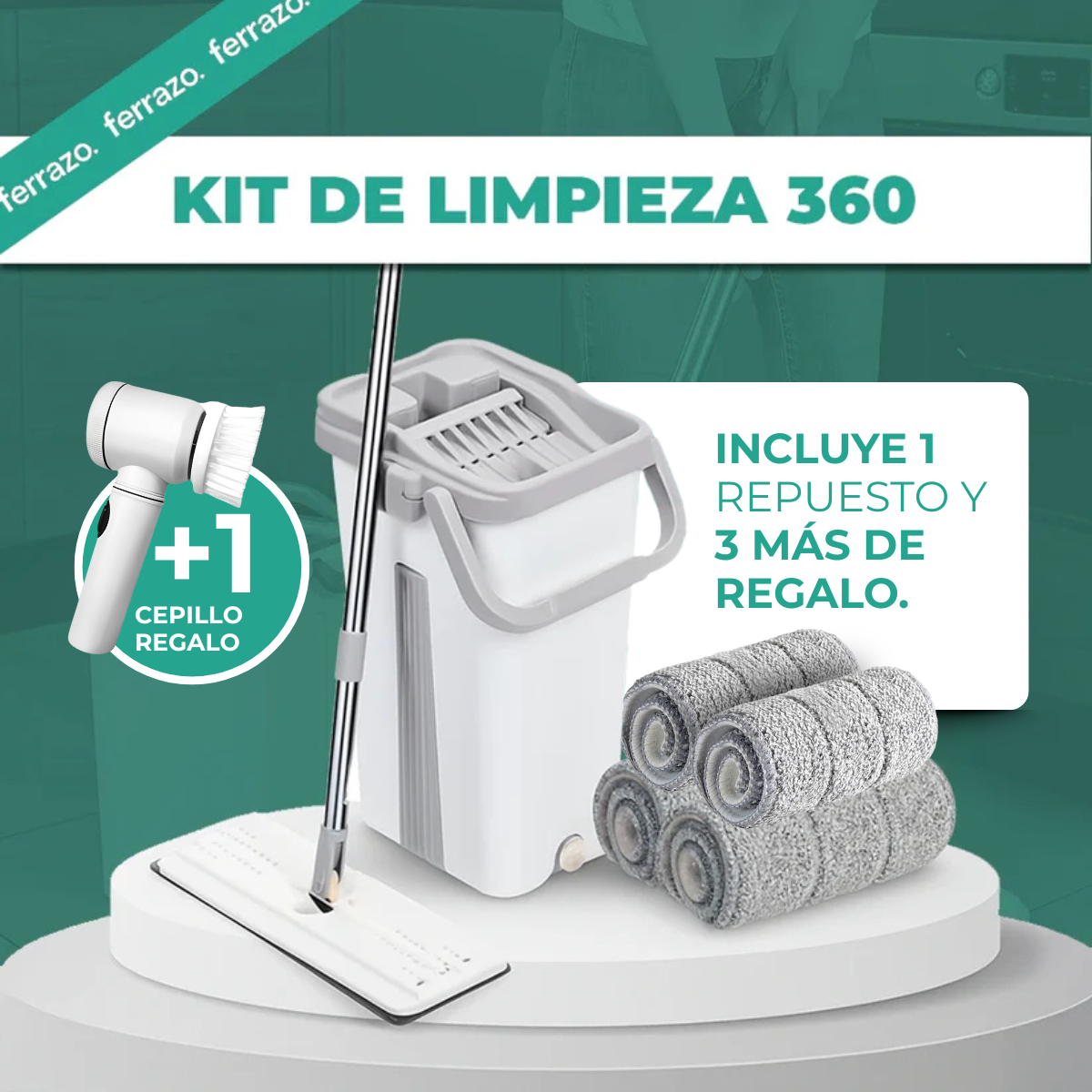 KIT LIMPIEZA 360 - MOPA 7L + CEPILLO ELÉCTRICO (LIQUIDACIÓN POR CIERRE)